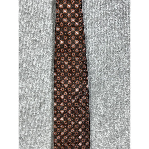 Brooks Brothers Makers‎ And Merchants SILK Tie Brown Orange Square Geometric - Picture 3 of 10